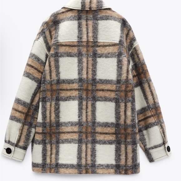 Zara Coat Jacket 65% Wool Plaid - Picture 3 of 10